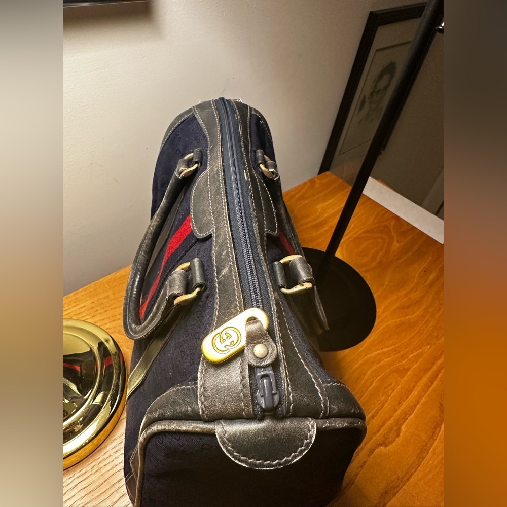 Gucci Vintage Navy Sherry Line Boston Bag - Picture 3 of 8